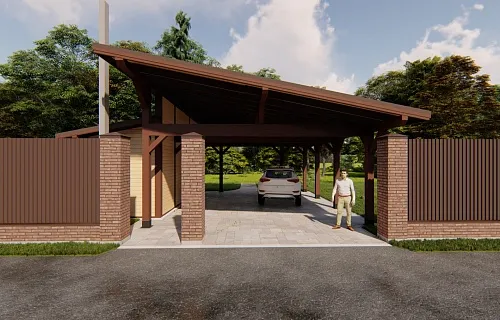 Навес для двух машин с хозблоком КОНАКОВО 2.0 — Фото 4