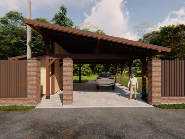 Навес для двух машин с хозблоком КОНАКОВО 2.0 — Фото 4