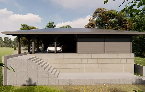 Навес с гаражом и хозблоком БИГ ГАРАЖ — Фото 2