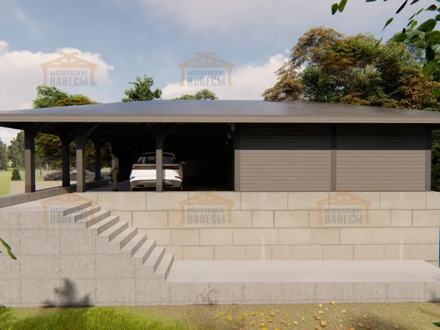 Навес с гаражом и хозблоком БИГ ГАРАЖ — Фото 2