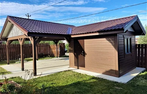 Навес для двух автомобилей с хозблоком КАЛИФОРНИЯ — Фото 2