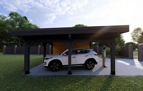 Навес для двух машин с хозблоком ФЛЭТ 2.0 — Фото 4