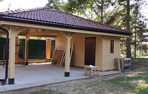 Навес для двух машин с хозблоком МЕЦЦО — Фото 3