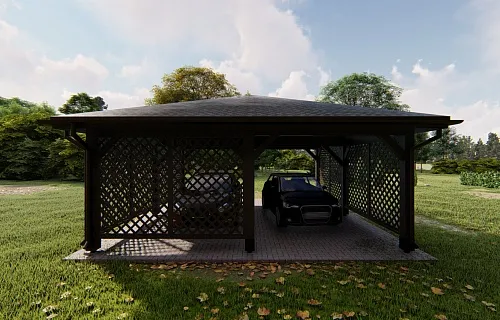 Деревянный навес для двух авто ЛАМБЕРИ — Фото 3