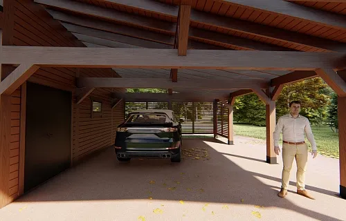 Навес для двух машин с хозблоком КОНАКОВО 2.0 — Фото 8