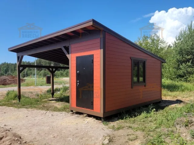 Навес для двух авто с хозблоком МОНОЛИТ — Фото 2