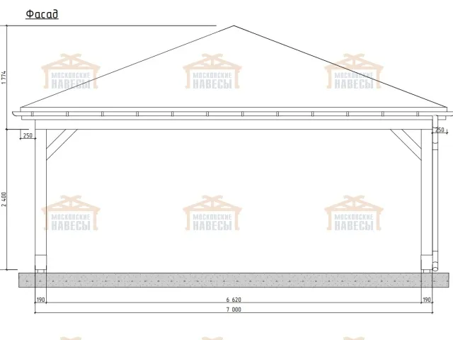 Деревянный навес для двух авто ЛАМБЕРИ — Фото 6
