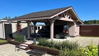 Навес для двух автомобилей с хозблоком КАРЕЛИЯ - миниатюра