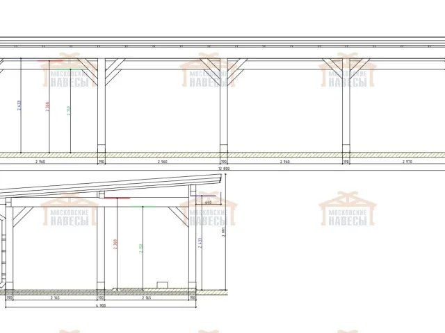 Односкатный навес для автомобилей ЛЕОН — Фото 10