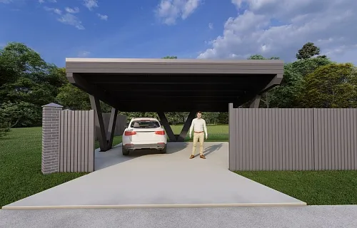 Односкатный навес для двух авто ХАЙТЕК — Фото 12