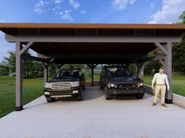 Деревянный односкатный навес для двух авто МОНБЛАН — Фото 5