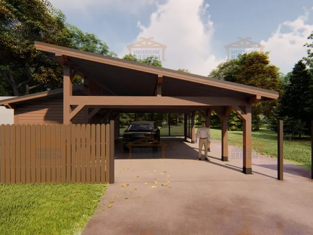 Навес для двух машин с хозблоком КОНАКОВО 2.0 — Фото 6