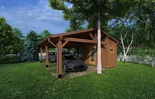 Навес для трех машин c хозблоком ТРИО XL — Фото 4