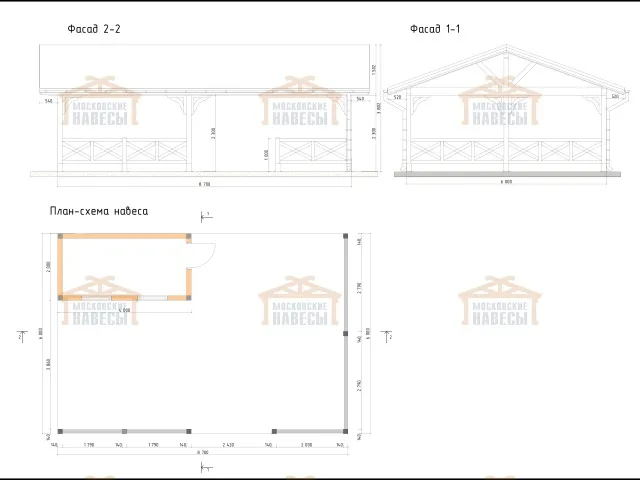 Навес для двух машин с хозблоком ГОРКИ-2 — Фото 7