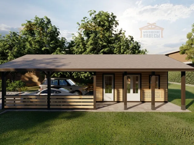 Навес для двух авто с хозблоком ПАРКВИЛЛЬ — Фото 1