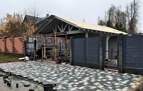 Навес для двух машин с хозблоком РИВЬЕРА — Фото 3