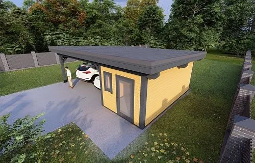 Навес для двух машин с хозблоком ФЛЭТ 2.0 — Фото 2
