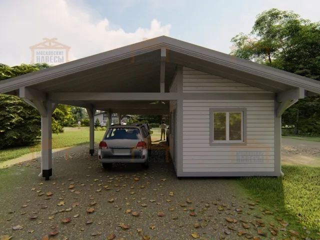 Навес для трех машин c хозблоком ТРИО XL — Фото 7