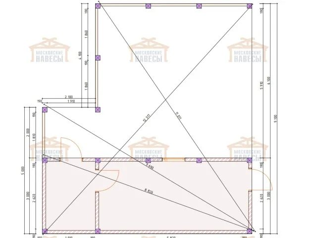 Навес для двух машин с хозблоком ИСТРА — Фото 9