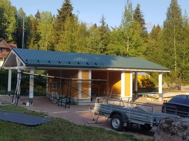 Навес для двух автомобилей с гаражом ТАЕЖНЫЙ — Фото 4