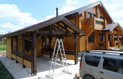 Навес для двух машин с хозблоком ГОРКИ — Фото 6