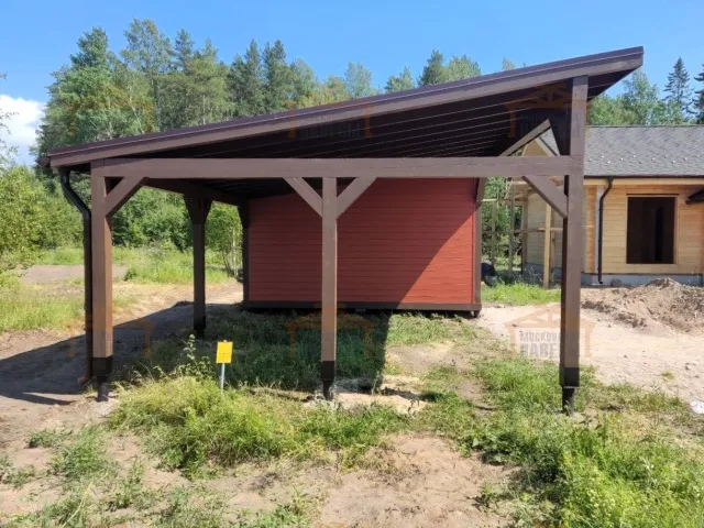 Навес для двух авто с хозблоком МОНОЛИТ — Фото 3