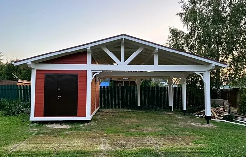 Навес для двух автомобилей с хозблоком БАВАРИЯ MAXI — Фото 7