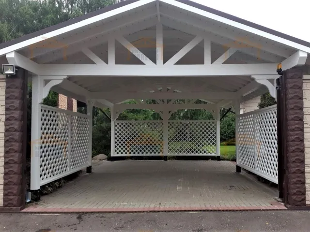 Деревянный навес для машин с перголами НИКОЛЬСКИЙ — Фото 1