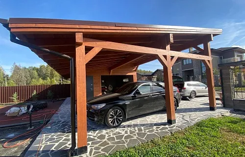 Навес для двух машин с хозблоком ОРЕГОН — Фото 2