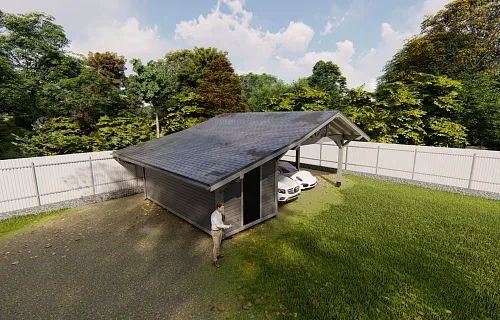 Навес для двух автомобилей с хозблоком КАРЕЛИЯ 2.0 — Фото 9