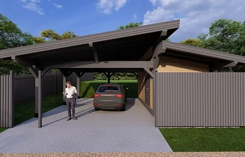 Навес для двух машин с хозблоком КОНАКОВО 3.0 — Фото 4