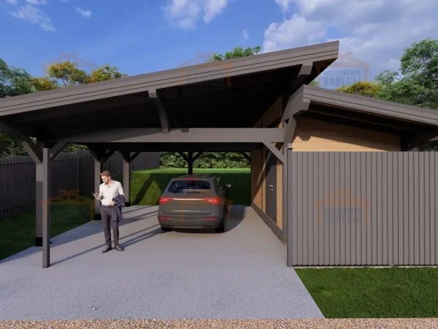 Навес для двух машин с хозблоком КОНАКОВО 3.0 — Фото 4