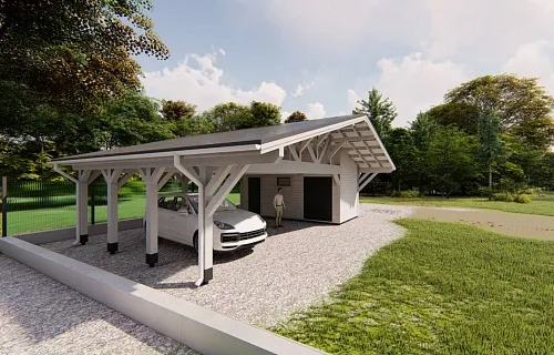 Навес для двух машин с хозблоком ВИКИНГ — Фото 3