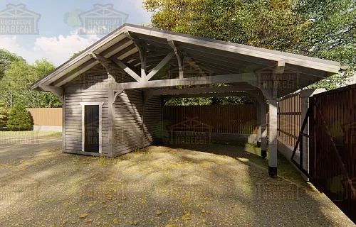 Навес для двух автомобилей с хозблоком КОНСУЛ — Фото 5