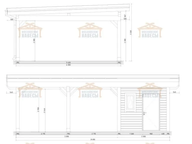Навес для двух машин с хозблоком ФЛЭТ 1.0 — Фото 8