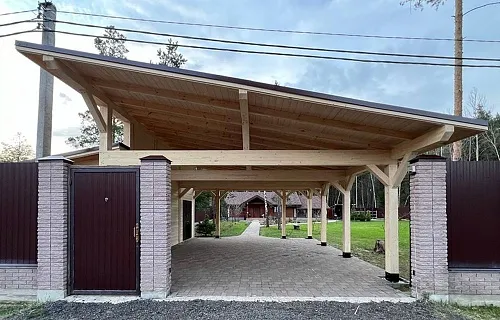 Навес для двух машин с хозблоком КОНАКОВО 2.0 — Фото 2