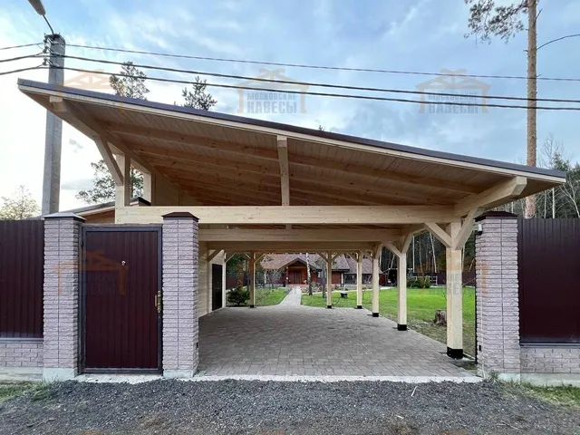 Навес для двух машин с хозблоком КОНАКОВО 2.0 — Фото 2