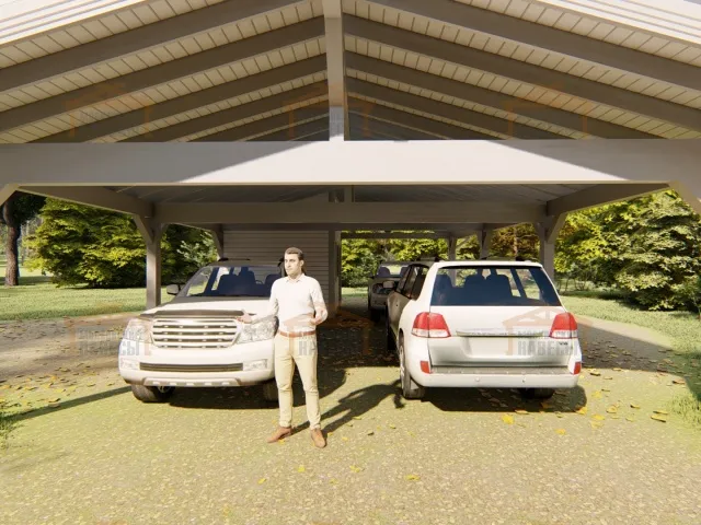 Навес для трех машин c хозблоком ТРИО XL — Фото 5