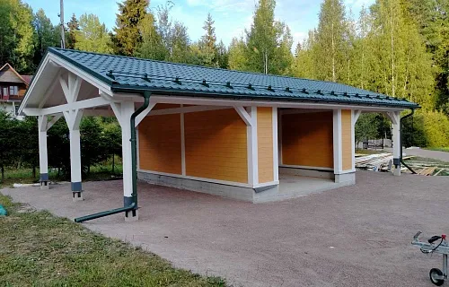 Навес для двух автомобилей с гаражом ТАЕЖНЫЙ — Фото 5