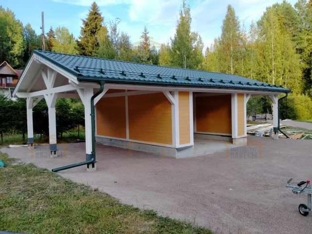 Навес для двух автомобилей с гаражом ТАЕЖНЫЙ — Фото 5