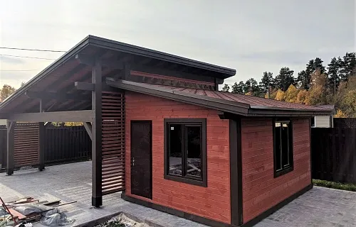 Навес для двух машин с хозблоком КОНАКОВО — Фото 2