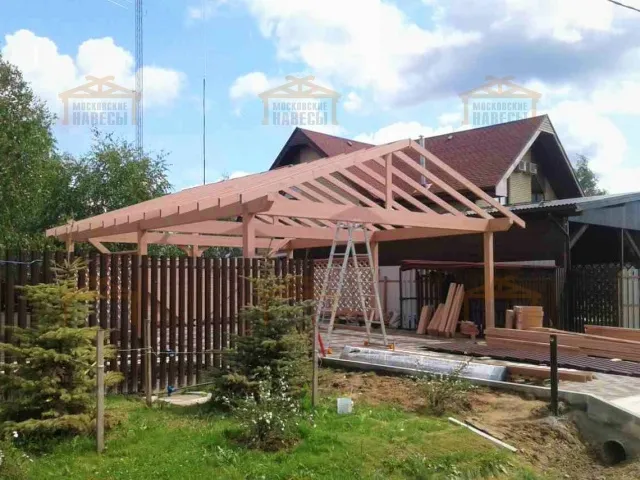 Деревянный навес для двух авто СМАРТВИЛЛЬ — Фото 7