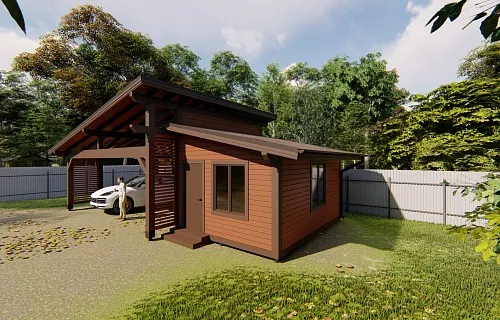 Навес для двух машин с хозблоком КОНАКОВО — Фото 9