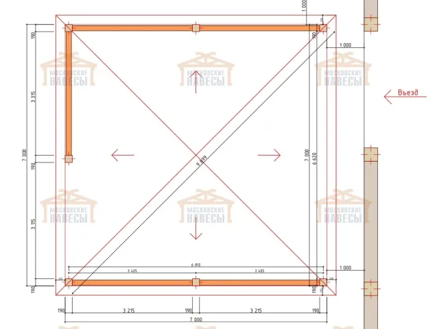 Деревянный навес для двух авто ЛАМБЕРИ — Фото 5