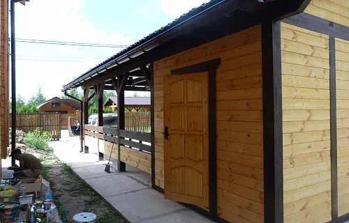 Навес для двух машин с хозблоком ГОРКИ — Фото 7