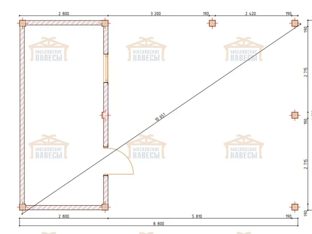 Навес для двух автомобилей с хозблоком БАВАРИЯ MAXI — Фото 14