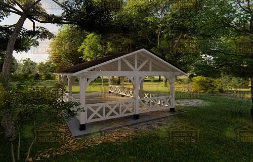 Деревянный навес для авто с ограждениями МОНТЕ-КАРЛО — Фото 5