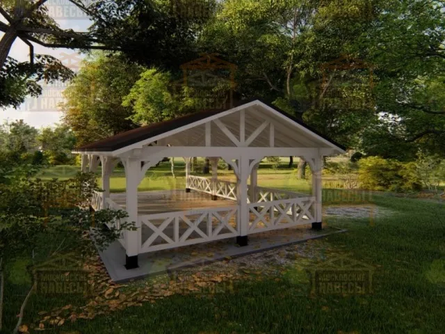 Деревянный навес для авто с ограждениями МОНТЕ-КАРЛО — Фото 5