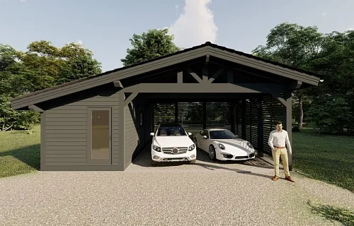 Навес для двух машин с хозблоком ИСТРА — Фото 5