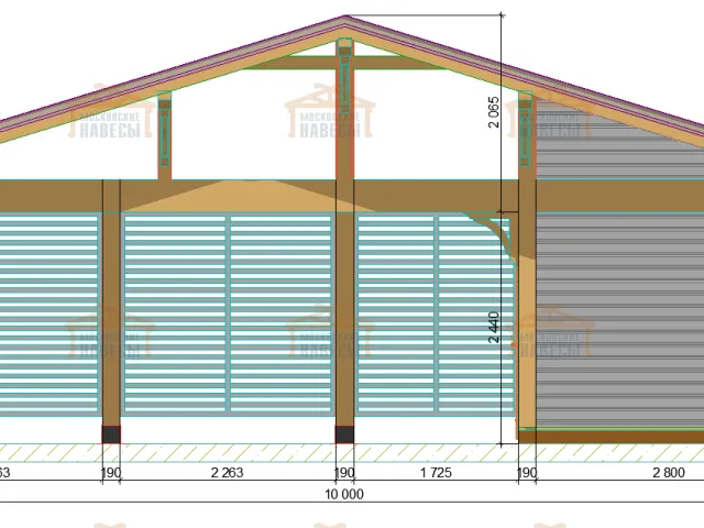 Навес для четырех авто с хозблоком АРНОЛЬД — Фото 10